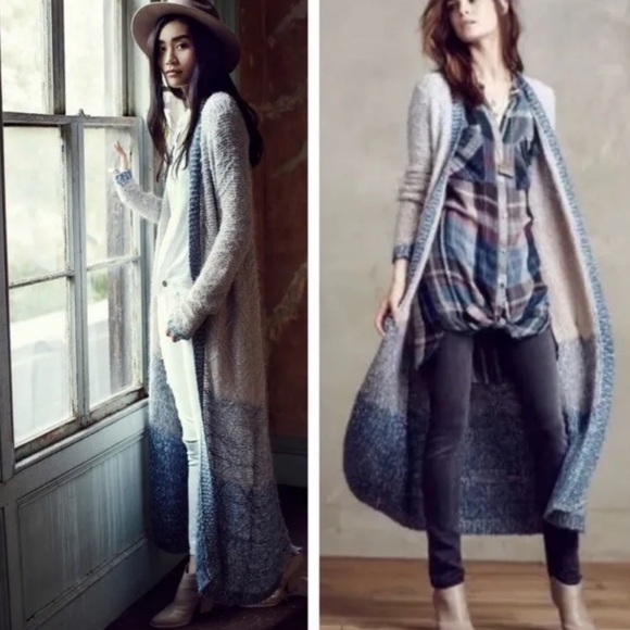 ✨ Anthropologie Moth Ombré Knit Duster Cardigan Sweater - Picture 3 of 10